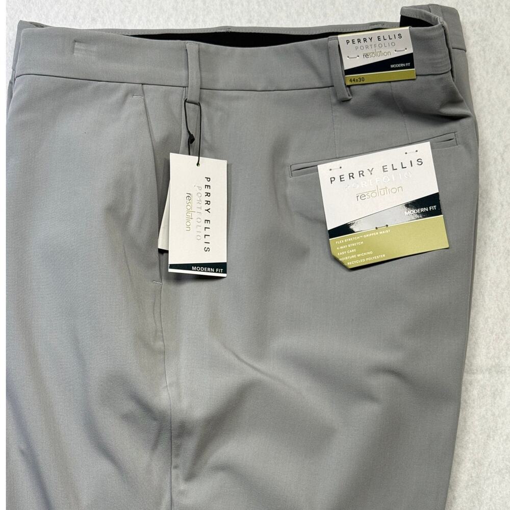 Perry Ellis Portfolio Men's Modern-Fit Stretch Pants Chiseled Stone 44x30 $95